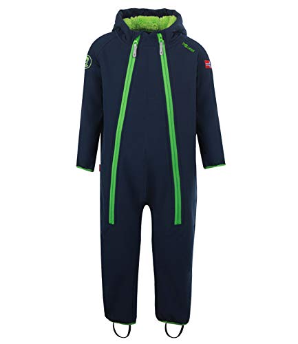 Trollkids Kinder Nordkapp Softshell Overall Einteiler, Marineblau/Grün, Größe 98 von Trollkids