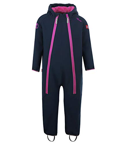 Trollkids Kinder Nordkapp Softshell Overall Einteiler, Marineblau/Magenta, Größe 92 von Trollkids