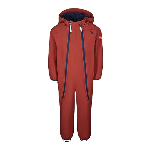 Trollkids Kinder Nordkapp Softshell Overall Einteiler, Rostrot/Mystik Blau, Größe 92 von Trollkids