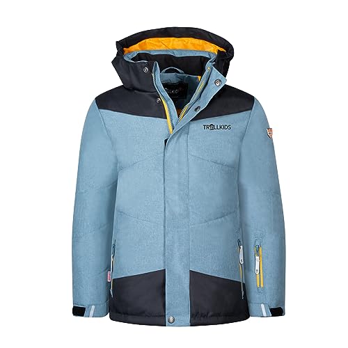 Trollkids Kinder Norefjell wasserabweisende winddichte Ski Jacke Winterjacke, Stahlblau/Schwarz/Mango, Größe 104 von Trollkids