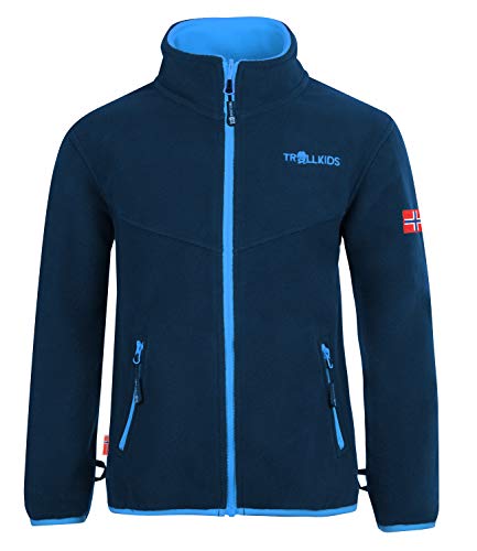 Trollkids Kinder Oppdal XT Fleece Jacke, Marineblau/Mittelblau, Größe 110 von Trollkids