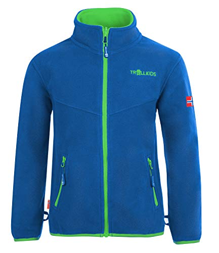 Trollkids Kinder Oppdal XT Fleece Jacke, Mittelblau/Hellgrün, Größe 104 von Trollkids