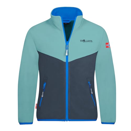 Trollkids Kinder Oppdal XT Fleece Jacke, Türkis/Dunkelblau, Größe 176 von Trollkids