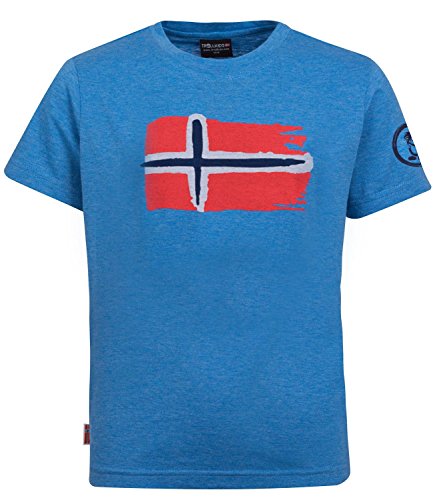 Trollkids Kinder Oslo T-Shirt, Mittelblau, Größe 140 von Trollkids