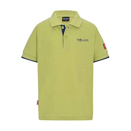 Trollkids Kinder Poloshirt Bergen XT, Kiwigrün/Mystikblau, Größe 128 von Trollkids