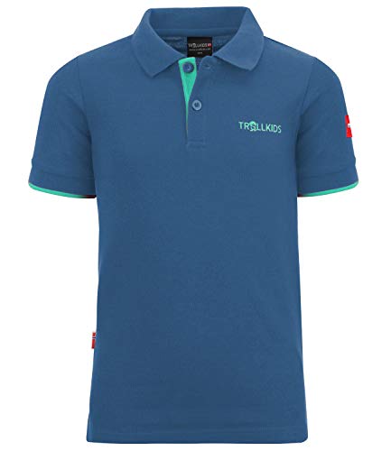 Trollkids Kinder Poloshirt Bergen XT, Mitternachtsblau/Minze dunkel, Größe 116 von Trollkids