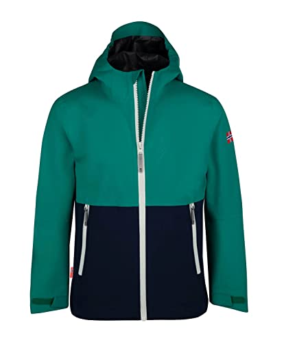 Trollkids Kinder Regenjacke Haugesund, Pfeffergrün/Marineblau, Größe 164 von Trollkids