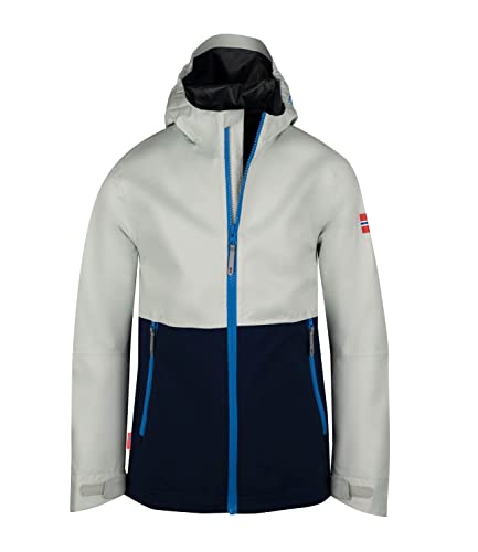 Trollkids Kinder Regenjacke Haugesund, Wolkengrau/Marineblau, Größe 140 von Trollkids