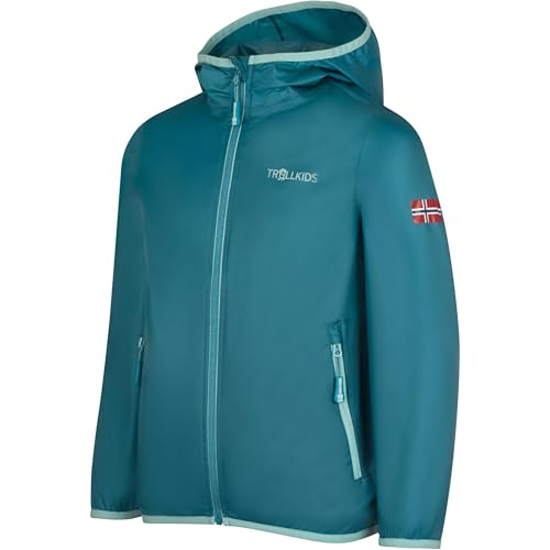 Trollkids Kinder Regenjacke Trolltunga teal-aqua 164 von Trollkids