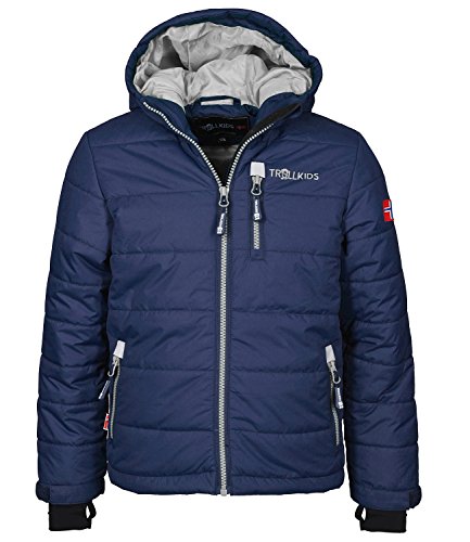 Trollkids Kinder Skijacke/Winterjacke Hemsedal, Marineblau/Silbergrau, Größe 140 von Trollkids