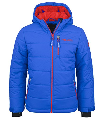 Trollkids Kinder Skijacke/Winterjacke Hemsedal, Mittelblau/Rot, Größe 116 von Trollkids