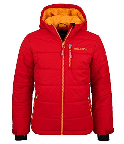 Trollkids Kinder Skijacke/Winterjacke Hemsedal, Rot/Sonnengelb, Größe 152 von Trollkids