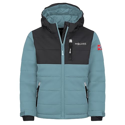 Trollkids Kinder Skijacke/Winterjacke Hemsedal, Stahlblau/Schwarz, Größe 128 von Trollkids