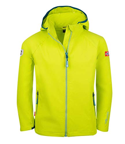 Trollkids Kinder Softshell Jacke Kvalvika, Limegrün/Delphinblau, Größe 116 von Trollkids