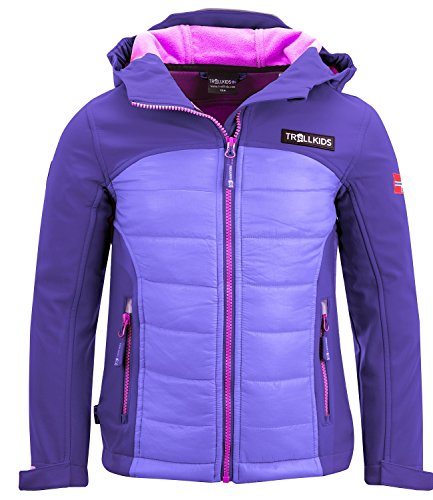 Trollkids Kinder Softshell Jacke Lysefjord wasserabweisend, Violett, Größe 92 von Trollkids