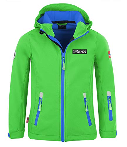 Trollkids Kinder Softshell Jacke Oslofjord, Hellgrün/Mittelblau, Größe 110 von Trollkids