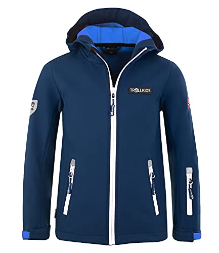 Trollkids Kinder Softshell Jacke Oslofjord, Marineblau/Weiß, Größe 110 von Trollkids