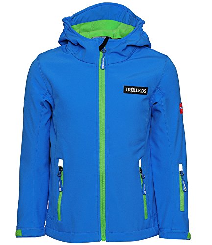 Trollkids Kinder Softshell Jacke Oslofjord, Mittelblau/Grün, Größe 104 von Trollkids