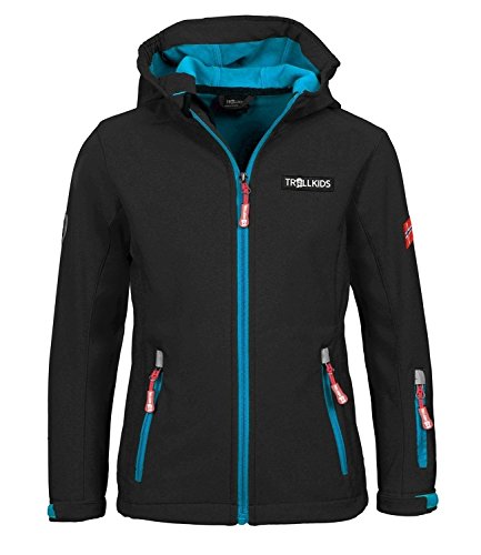 Trollkids Kinder Softshell Jacke Oslofjord, Schwarz/Mittelblau, Größe 104 von Trollkids