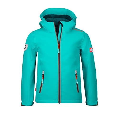 Trollkids Kinder Softshell Jacke Trollfjord, Blaugrün/Mystikblau, Größe 110 von Trollkids