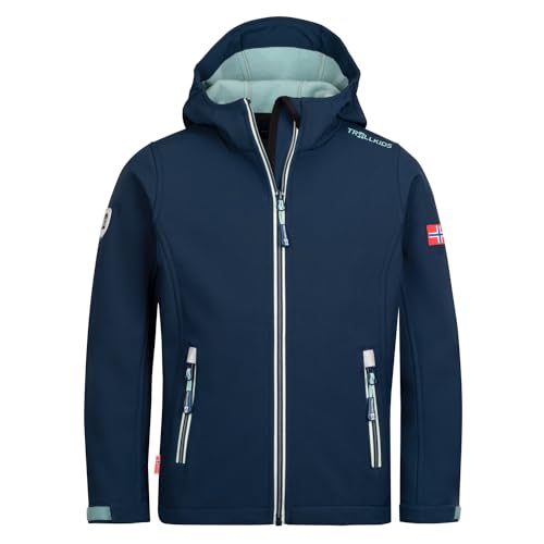 Trollkids Kinder Softshell Jacke Trollfjord, Dunkelblau, Größe 104 von Trollkids