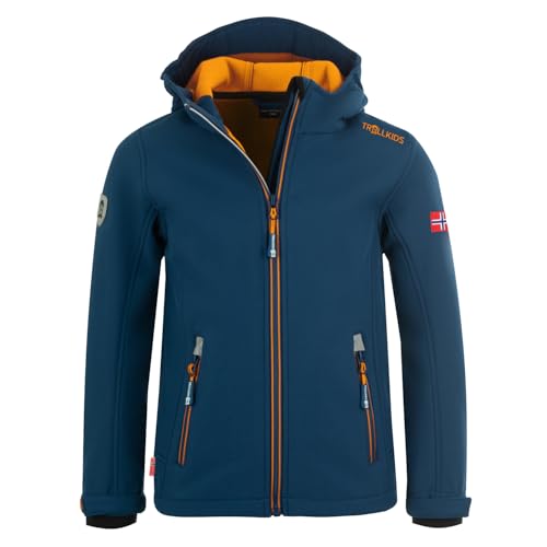 Trollkids Kids Trollfjord Jacket 128, Mystic Blue/Yellow von Trollkids