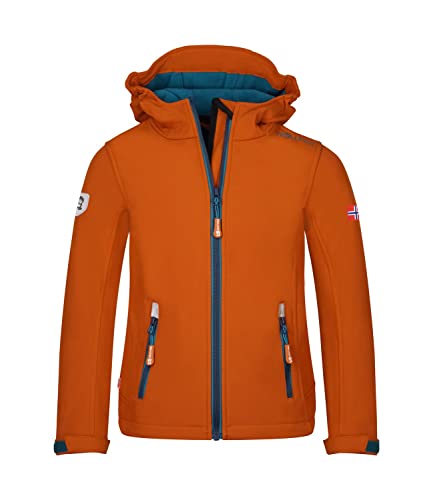 Trollkids Kinder Softshell Jacke Trollfjord, Zimt/Dunkelblau, Größe 164 von Trollkids