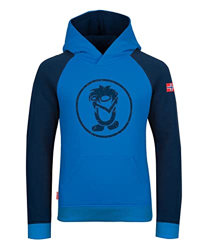 Trollkids Kinder Stavanger Hoodie Kapuzen Pullover, Marineblau/Mittelblau, Größe 104 von Trollkids