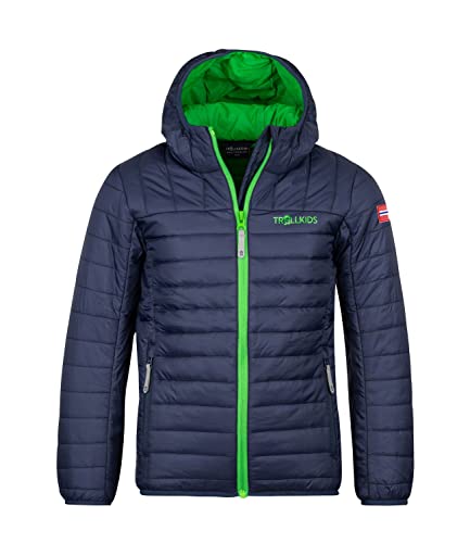 Trollkids Kinder Steppjacke Eikefjord, Marineblau/Hellgrün, Größe 104 von Trollkids