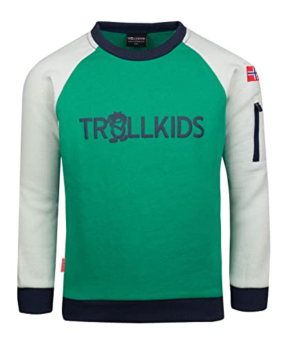 Trollkids Kinder Sweatshirt Sandefjord, Pfeffergrün/Wolkengrau, Größe 116 von Trollkids