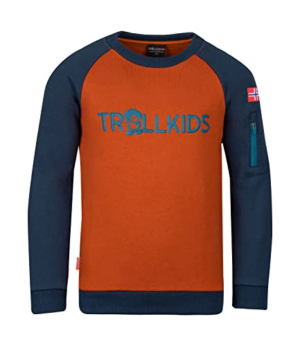 Trollkids Kinder Sweatshirt Sandefjord, Zimt/Nachtblau/Dunkelblau, Größe 104 von Trollkids