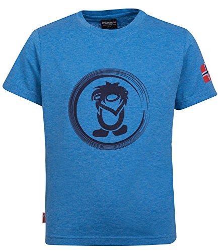 Trollkids Kinder Trollfjord T-Shirt, Mittelblau, Größe 128 von Trollkids