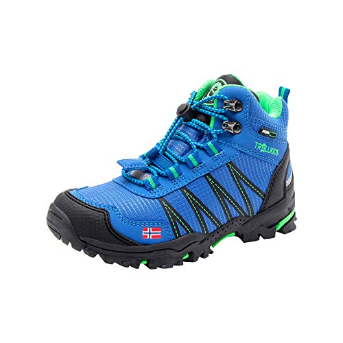 Trollkids Kinder Trolltunga wasserdichter Wanderschuh Mittel, Mittelblau/Grün, Größe 32 von Trollkids