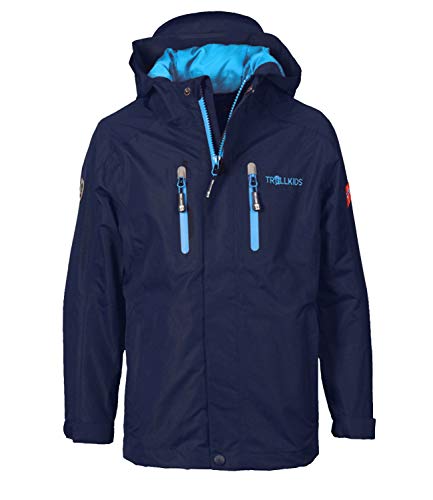 Trollkids Kinder Wetterschutzjacke Sognefjord PRO, Marineblau/Mittelblau, Größe 110 von Trollkids