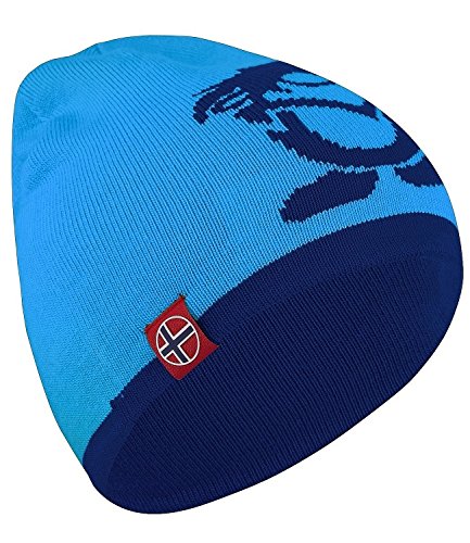 Trollkids Kinder Wollmütze Troll, Marineblau/Mittelblau, Größe Medium von Trollkids