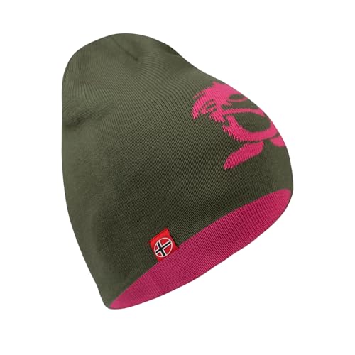 Trollkids Kids Troll Beanie Long 54, Dusky Olive/Light Magenta von Trollkids