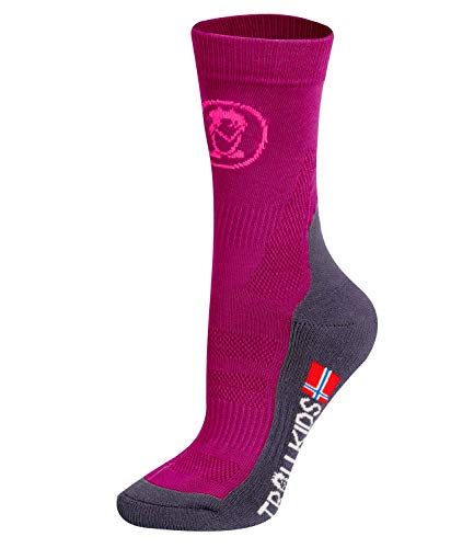 Trollkids Kinder Halbhohe Wandersocken Trekking Socken, Beere, Größe 38 von Trollkids