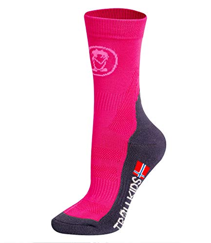 Trollkids Kinder halbhohe Wandersocken Trekking Socken, Magenta, Größe 34 von Trollkids