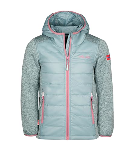 Trollkids Kinder hybride Fleece-Jacke Skabu, Gletschergrün/Orchidee, Größe 164 von Trollkids