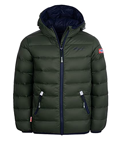 Trollkids Kinder leichte Daunenjacke Dovrefjell, Waldgrün/Marineblau, Größe 104 von Trollkids