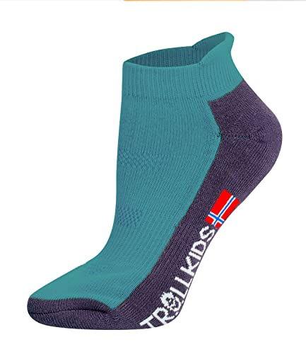 Trollkids Kinder niedrige Wandersocken Trekking Socken, Gletschergrün, Größe 23-26 von Trollkids