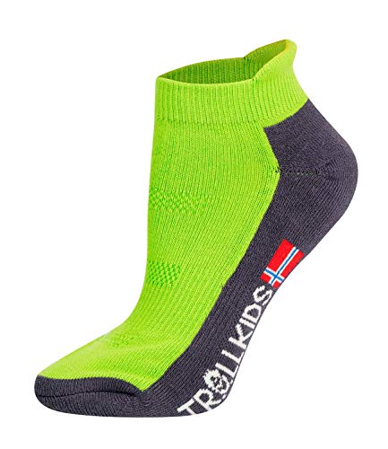 Trollkids Kinder niedrige Wandersocken Trekking Socken, Hellgrün/Limette, Größe 39-42 von Trollkids