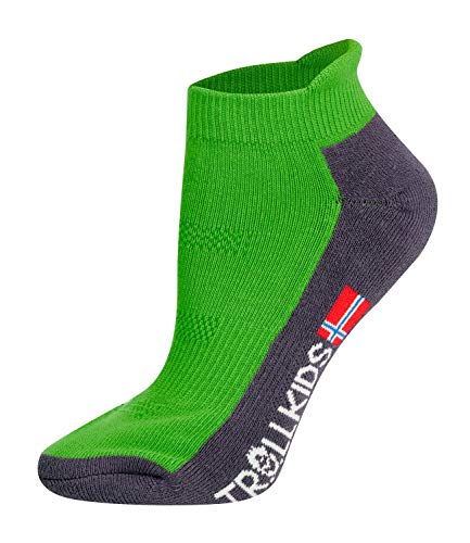 Trollkids Kinder niedrige Wandersocken Trekking Socken, Vipergrün, Größe 27-30 von Trollkids