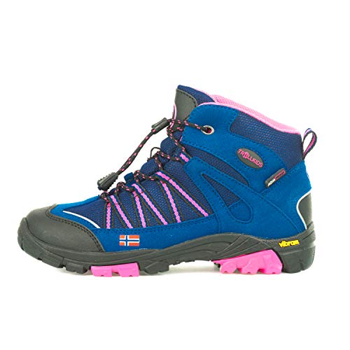 Trollkids Lofoten Wanderschuh Hiker Mid, Blau/Magenta, Größe 38 von Trollkids