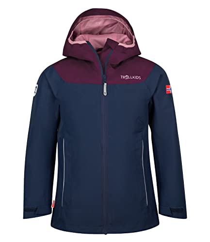 Trollkids Mädchen Bergen Regenjacke, Marineblau/Violett, Größe 110 von Trollkids