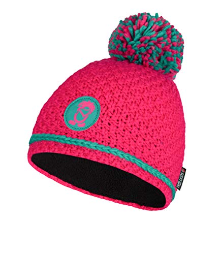 Trollkids Mädchen Bommelmütze Hemsedal, Pink/Pfauengrün, Größe 2-5 Years; 48-52cm von Trollkids