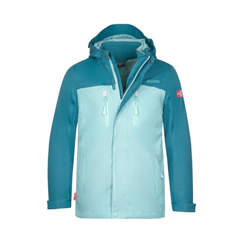 Trollkids Girls Bryggen 3in1 Jacket 164, Teal/Aqua von Trollkids
