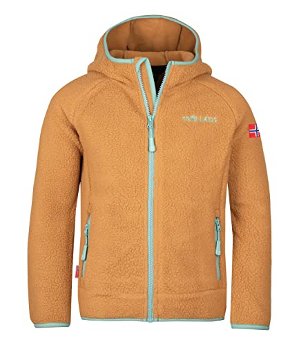 Trollkids Mädchen Fleecejacke Mandal, Honig/Wasserblau, Größe 116 von Trollkids