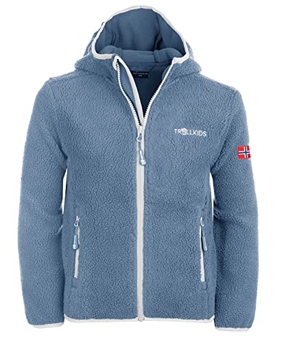 Trollkids Mädchen Fleecejacke Mandal, Staub-Blau/Weiß, Größe 140 von Trollkids