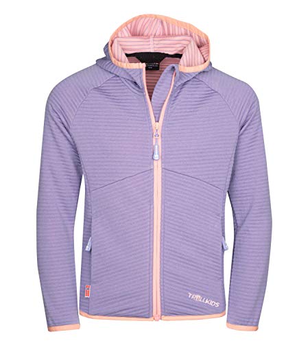 Trollkids Mädchen Fleecejacke Sogndal, Lavender/Aprikose, Größe 164 von Trollkids